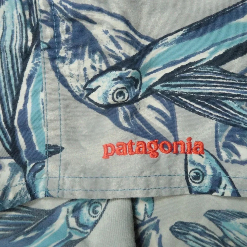 Patagonia Board Shorts Mens‎ 30 Blue Printed Wavefarer Flying Fish Swim